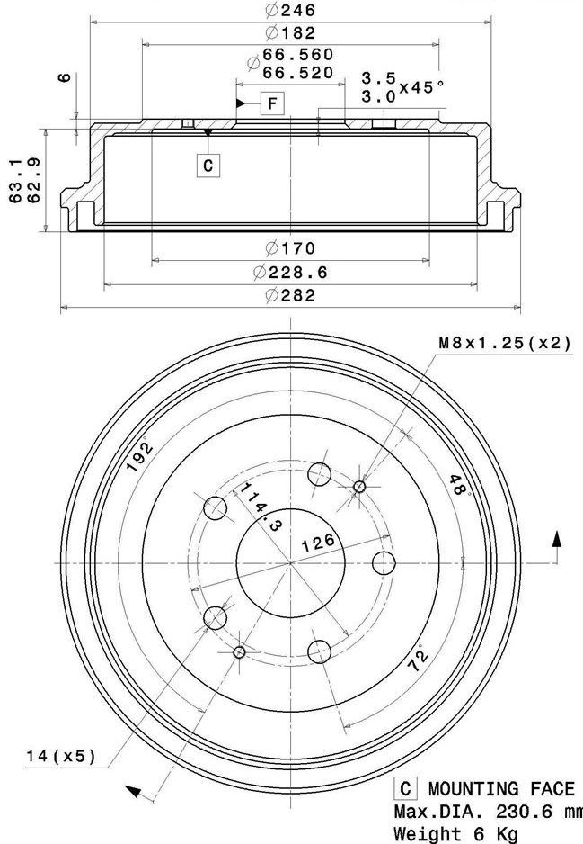 Tambour de frein VILLAR 627.0286