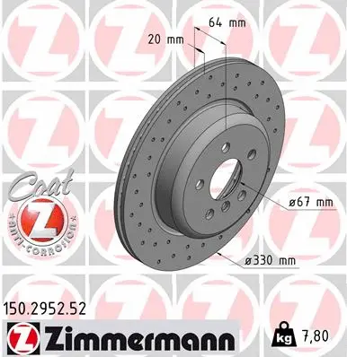 Disque de frein ZIMMERMANN 150.2952.52