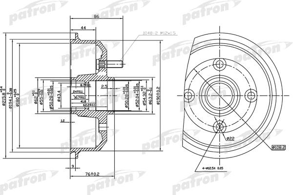 Tambour de frein PATRON PDR1529