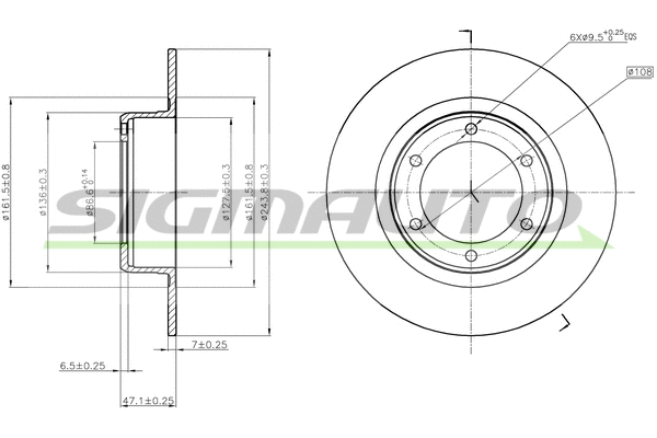 Disque de frein SIGMAUTO DBA011S