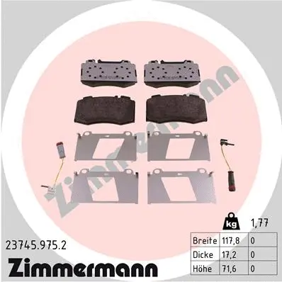 Kit de plaquettes de frein, frein à disque ZIMMERMANN 23745.975.2