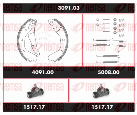 Kit de freins, freins à tambours REMSA SPK 3091.03