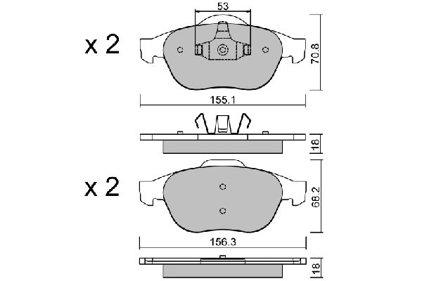 Kit de plaquettes de frein, frein à disque AISIN BPRE-1003
