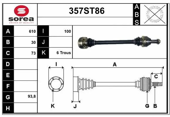 Arbre de transmission STARTCAR 357ST86
