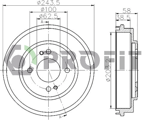 Tambour de frein PROFIT 5020-0043