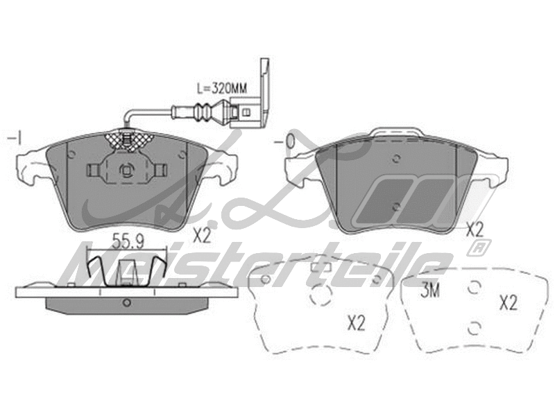 Kit de plaquettes de frein, frein à disque A.Z. Meisterteile AZMT-44-022-2188