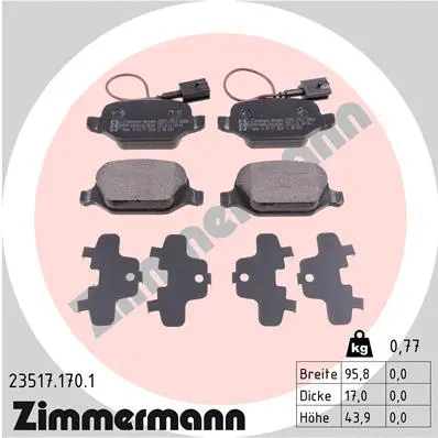 Kit de plaquettes de frein, frein à disque ZIMMERMANN 23517.170.1