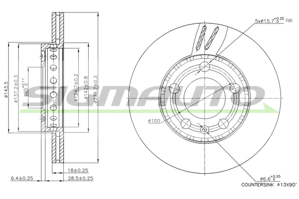 Disque de frein SIGMAUTO DBB164V