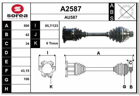 Arbre de transmission SNRA A2587