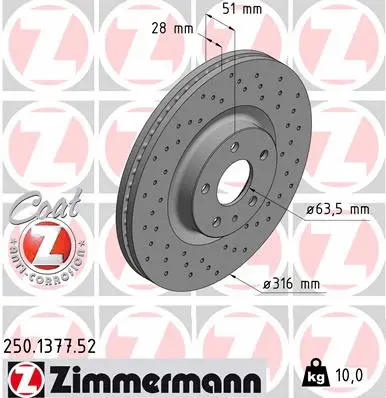 Disque de frein ZIMMERMANN 250.1377.52