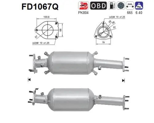 Filtre à particules / à suie, échappement AS FD1067Q