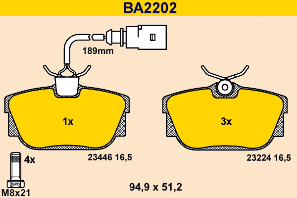 Kit de plaquettes de frein, frein à disque BARUM BA2202