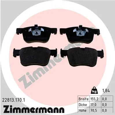 Kit de plaquettes de frein, frein à disque ZIMMERMANN 22813.170.1