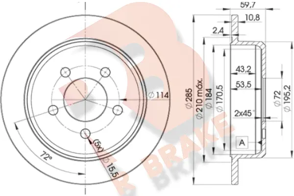 Disque de frein R BRAKE 78RBD25116