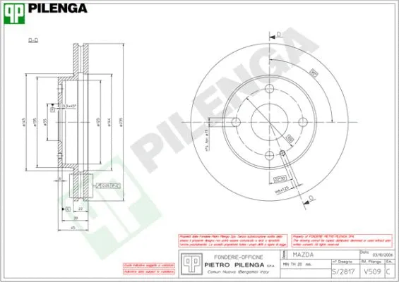 Disque de frein PILENGA V509