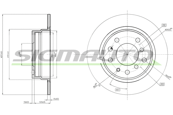 Disque de frein SIGMAUTO DBA165V