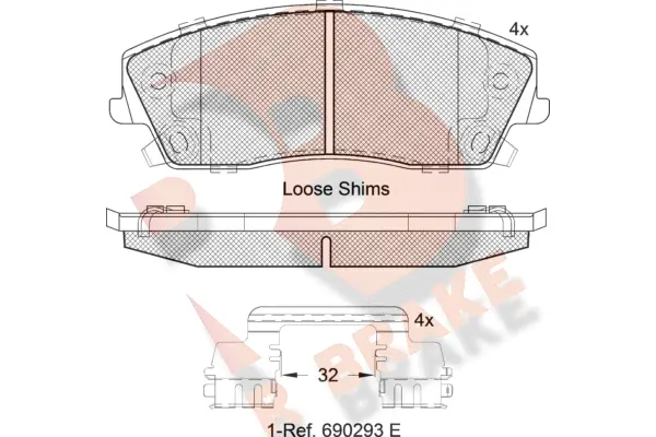 Kit de plaquettes de frein, frein à disque R BRAKE RB2067
