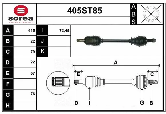 Arbre de transmission STARTCAR 405ST85