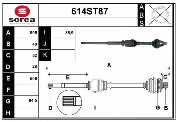Arbre de transmission STARTCAR 614ST87