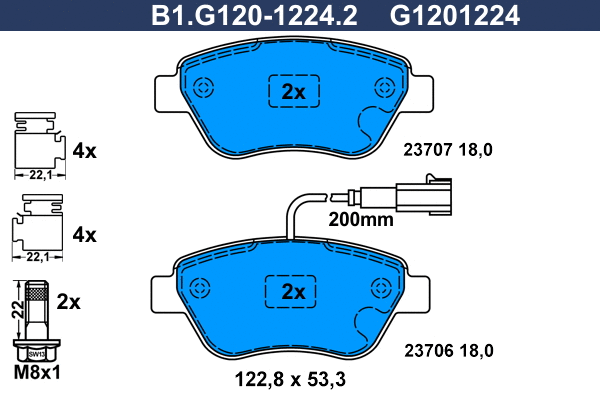 Kit de plaquettes de frein, frein à disque GALFER B1.G120-1224.2