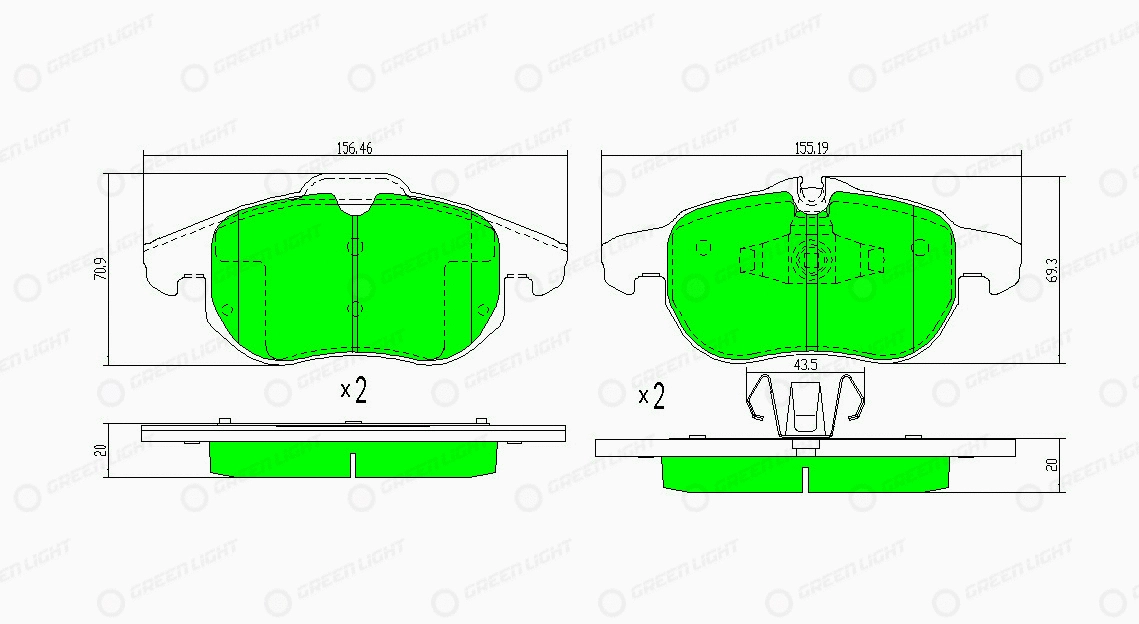 Kit de plaquettes de frein, frein à disque Automotive Adriado GLBP0099
