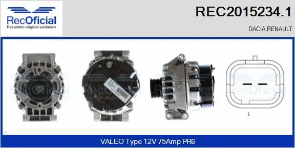 Alternateur RECOFICIAL REC2015234.1