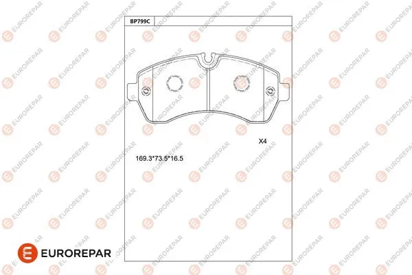 Kit de plaquettes de frein, frein à disque EUROREPAR 1681256680