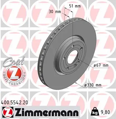 Disque de frein ZIMMERMANN 400.5542.20