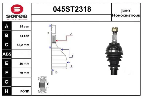 Jeu de joints, arbre de transmission STARTCAR 045ST2318