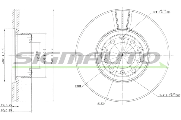 Disque de frein SIGMAUTO DBA476V