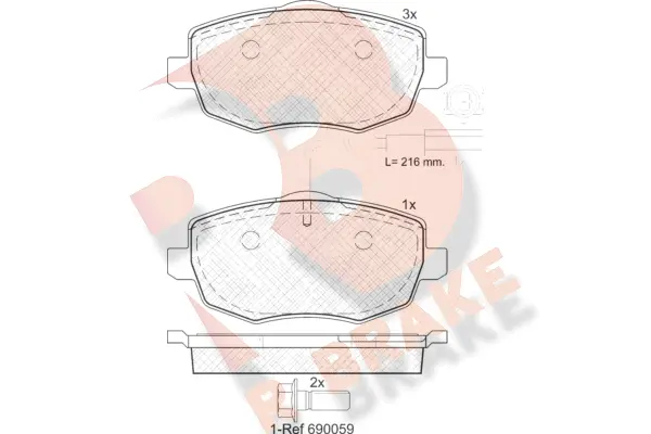 Kit de plaquettes de frein, frein à disque R BRAKE RB1845