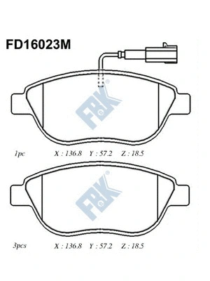 Kit de plaquettes de frein, frein à disque FBK FD16023M