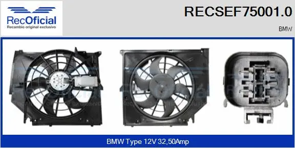 Moteur électrique, ventilateur pour radiateurs RECOFICIAL RECSEF75001.0