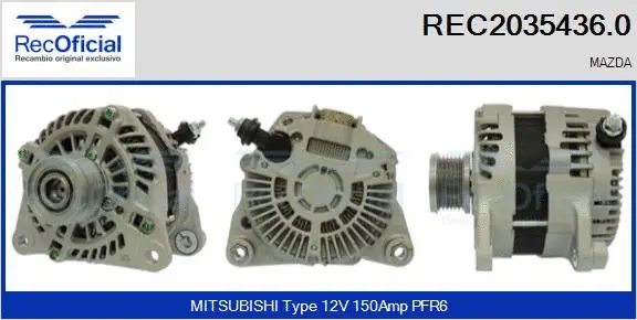 Alternateur RECOFICIAL REC2035436.0