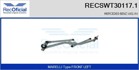 Tringlerie d'essuie-glace RECOFICIAL RECSWT30117.1