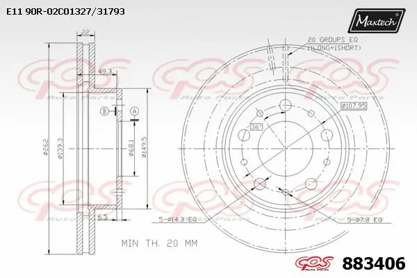 Disque de frein MAXTECH 883406