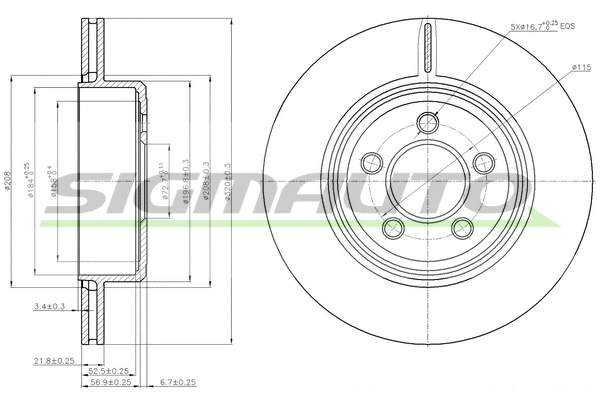 Disque de frein SIGMAUTO DBB766V