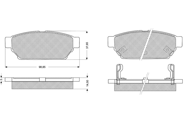 Kit de plaquettes de frein, frein à disque PROCODIS FRANCE PF1155