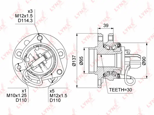 Kit de roulements de roue LYNXAUTO WH-1008