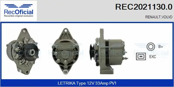 Alternateur RECOFICIAL REC2021130.0