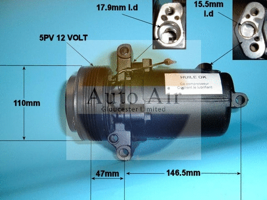 Compresseur, climatisation AUTO AIR GLOUCESTER 14-1167R
