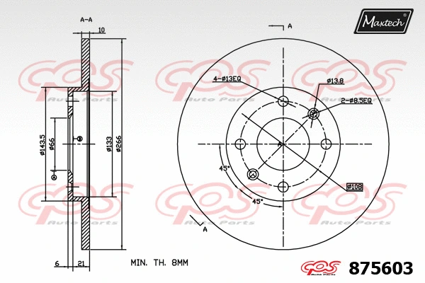 Disque de frein MAXTECH 875603