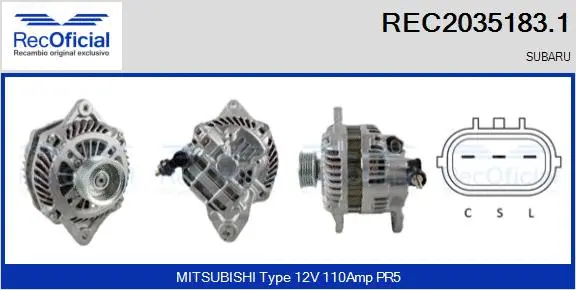 Alternateur RECOFICIAL REC2035183.1
