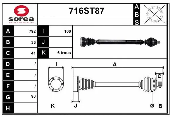 Arbre de transmission STARTCAR 716ST87