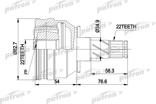Jeu de joints, arbre de transmission PATRON PCV3008