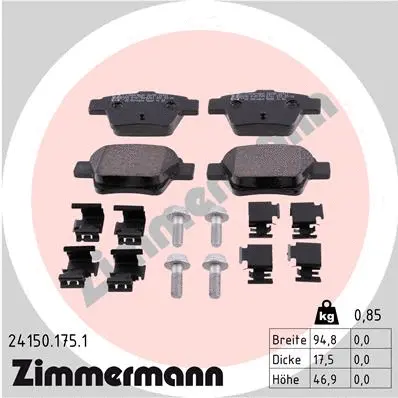 Kit de plaquettes de frein, frein à disque ZIMMERMANN 24150.175.1