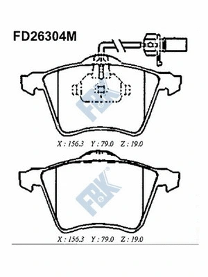 Kit de plaquettes de frein, frein à disque FBK FD26304M