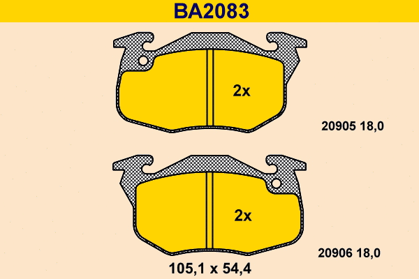 Kit de plaquettes de frein, frein à disque BARUM BA2083