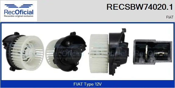 Pulseur d'air habitacle RECOFICIAL RECSBW74020.1