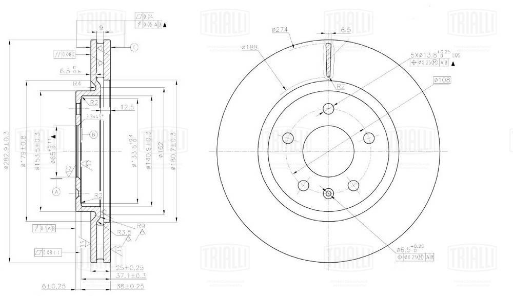 Disque de frein TRIALLI DF 084818